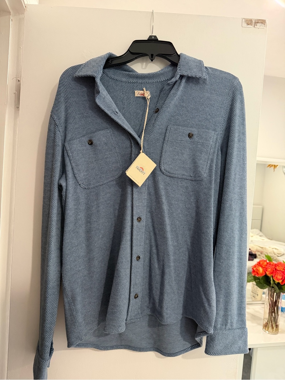 Faherty Blue Flannel Button-Down Shirt